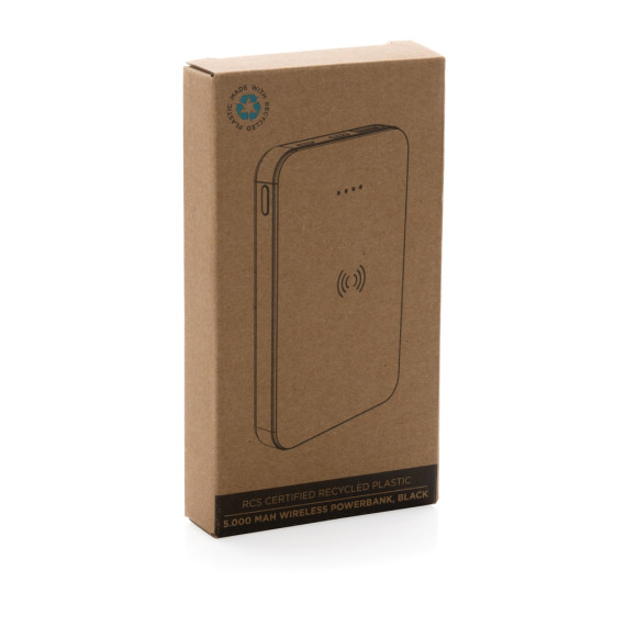 Powerbank publicitaire 5000mAh avec induction 5W en plastique recyclé RCS