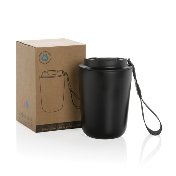 Mug publicitaire iso en acier inoxydable recyclé RCS avec lanière Cuppa