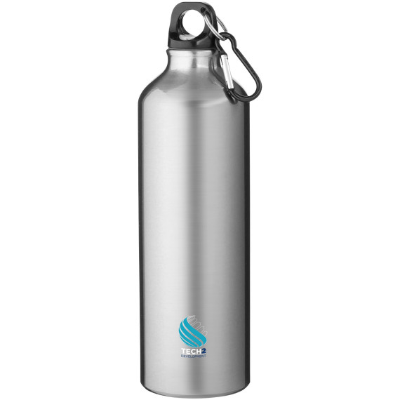 Bouteille publicitaire d'eau Oregon de 770 ml en aluminium recyclé certifié RCS avec mousqueton