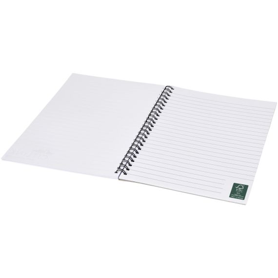 Carnet publicitaire de notes à spirales A5 Desk-Mate® avec couverture arrière imprimée