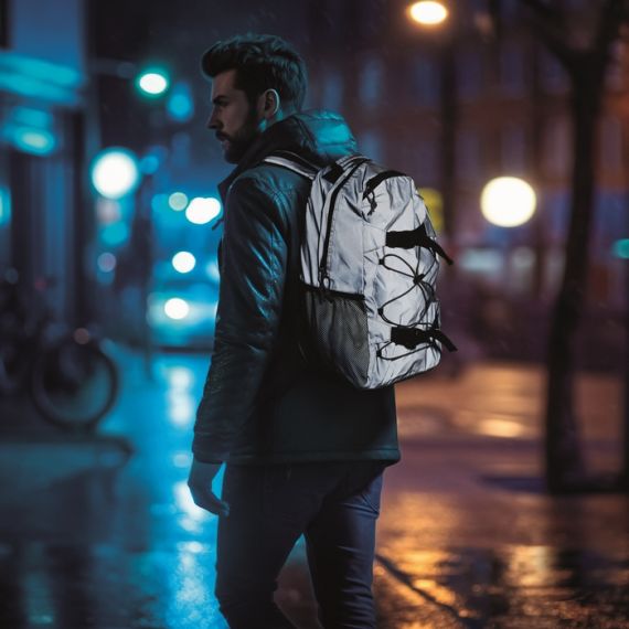 Sac à dos personnalisé réfléchissant en polyester 190 T ordinateur 15 ‘’