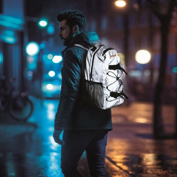 Sac à dos personnalisé réfléchissant en polyester 190 T ordinateur 15 ‘’