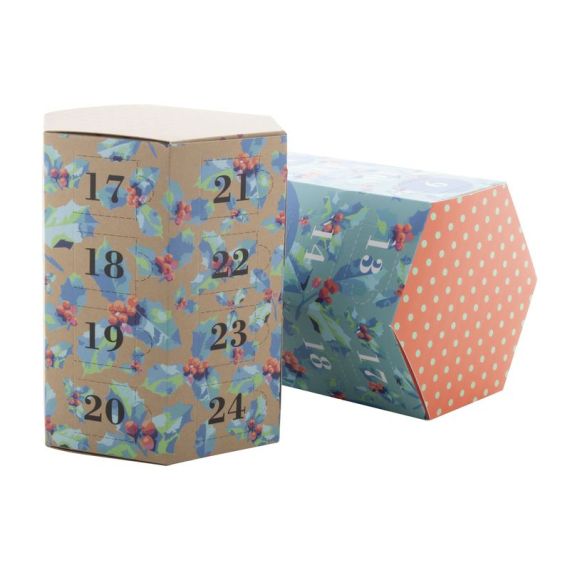 Calendrier de l’avent personnalisable hexagonal papier kraft livré à plat à remplir