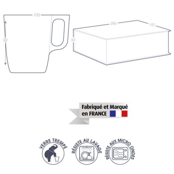 Coffret cadeau personnalisable de 2 mugs Luminarc fabriqué en France 25cl