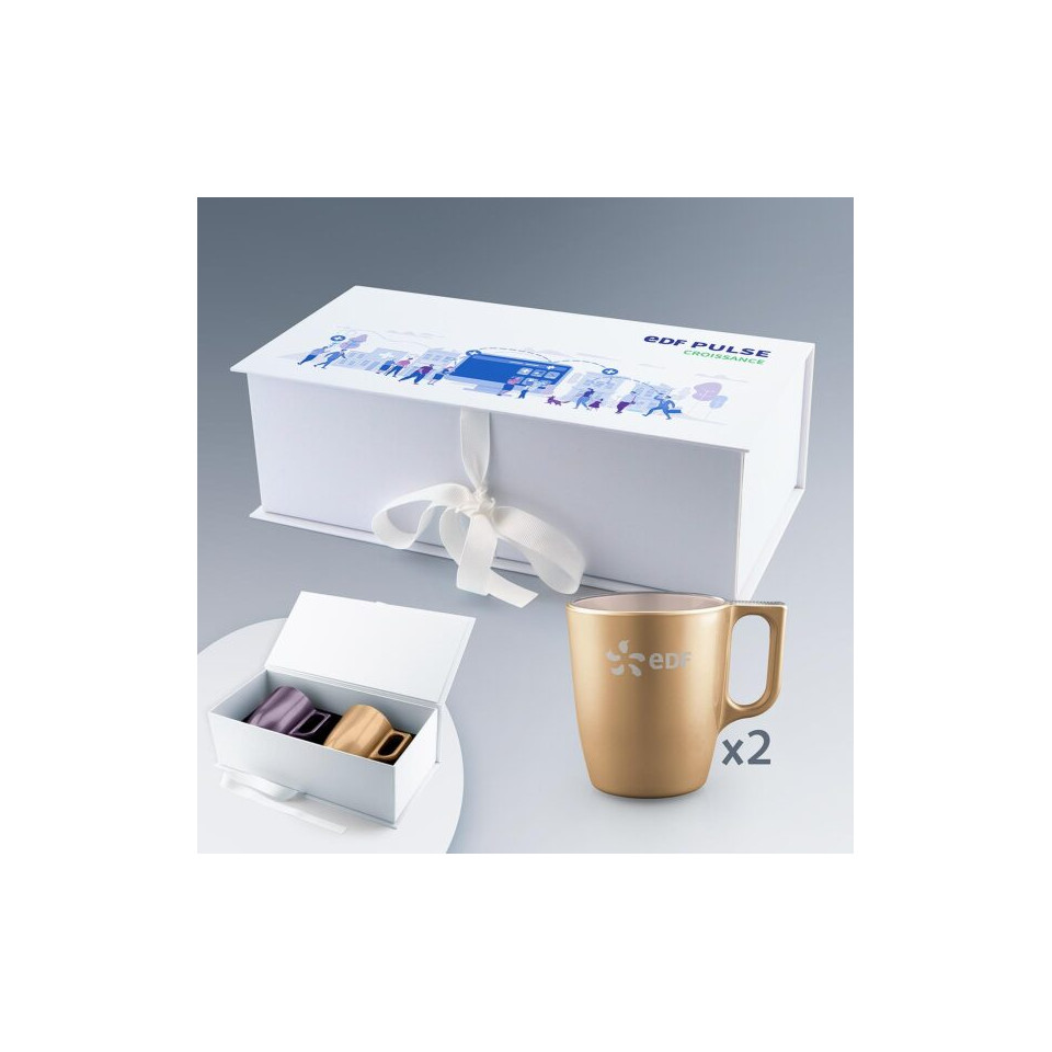 Coffret cadeau personnalisable de 2 mugs Luminarc fabriqué en France 25cl