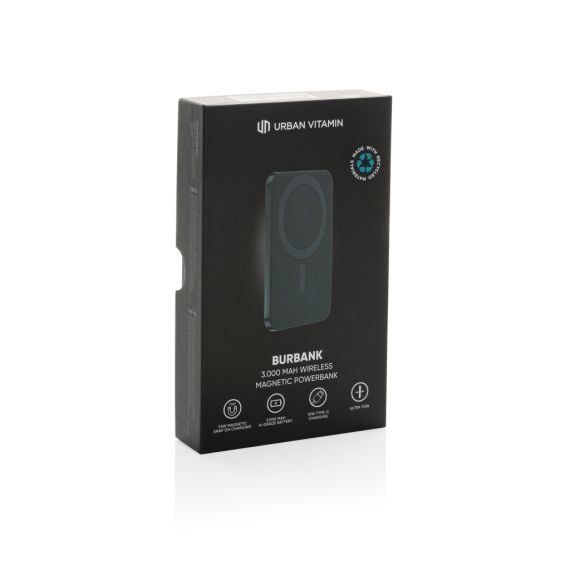 Powerbank personnalisé magnétique 3000mAh en plastique/alu RCS UrbanVitamin Burbank