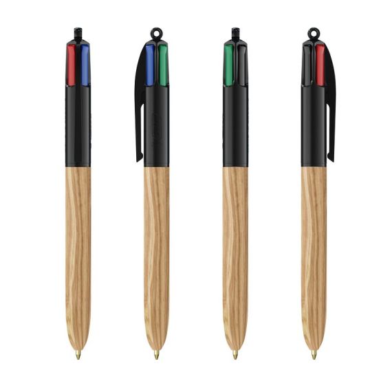 Stylo 4 couleurs publicitaire fabriqué en France BIC® Wood Style Effet bois