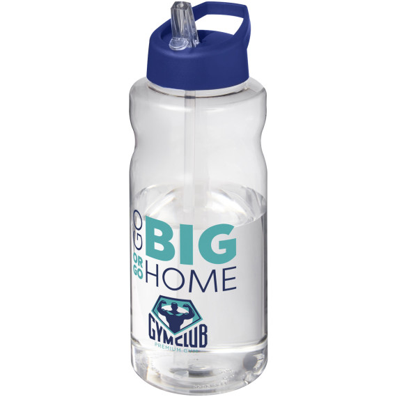 Bouteille publicitaire de sport H2O Active® Big Base de 1 litre avec couvercle à bec verseur fabriqué en Europe