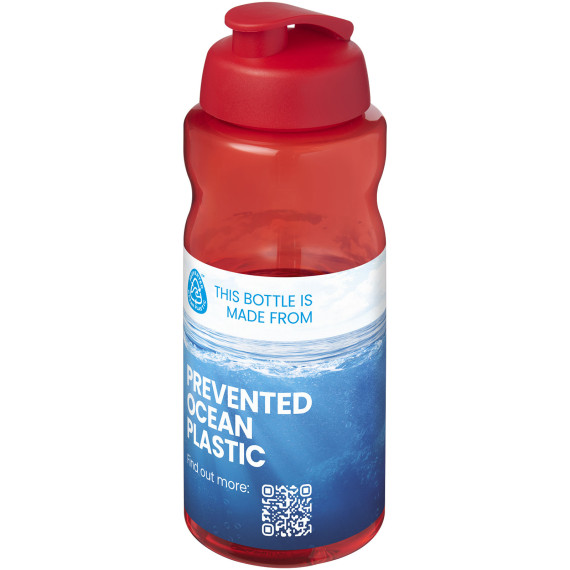 Bouteille publicitaire de sport H2O Active® Eco Big Base de 1 litre à couvercle rabattable fabriqué en Europe