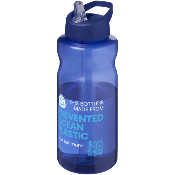 Bouteille publicitaire de sport H2O Active® Eco Big Base de 1 litre avec couvercle à bec verseur fabriqué en Europe