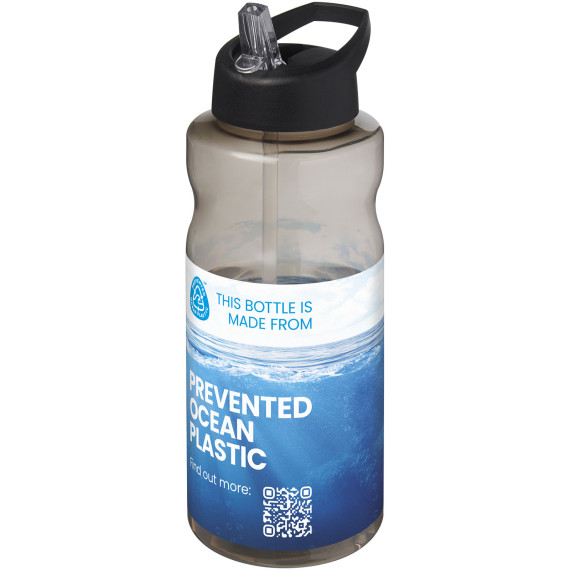 Bouteille publicitaire de sport H2O Active® Eco Big Base de 1 litre avec couvercle à bec verseur fabriqué en Europe