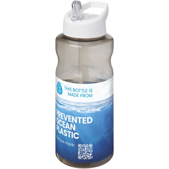 Bouteille publicitaire de sport H2O Active® Eco Big Base de 1 litre avec couvercle à bec verseur fabriqué en Europe