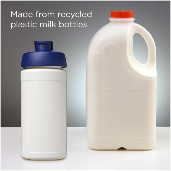 Bouteille publicitaire de sport Baseline de 500 ml recyclée avec couvercle rabattable fabriqué en Europe