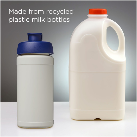 Bouteille publicitaire de sport Baseline de 500 ml recyclée avec couvercle rabattable fabriqué en Europe