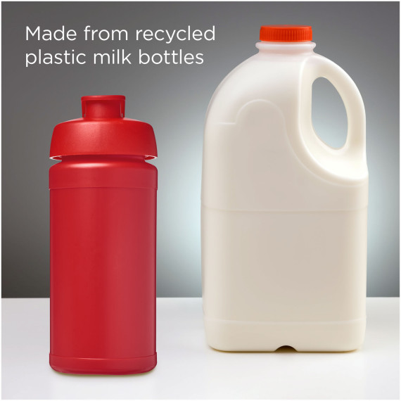 Bouteille publicitaire de sport Baseline de 500 ml recyclée avec couvercle rabattable fabriqué en Europe