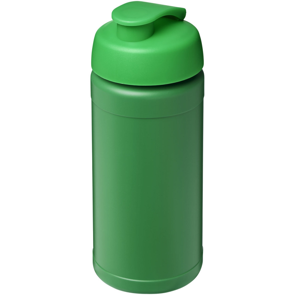 Bouteille publicitaire de sport Baseline de 500 ml recyclée avec couvercle rabattable fabriqué en Europe