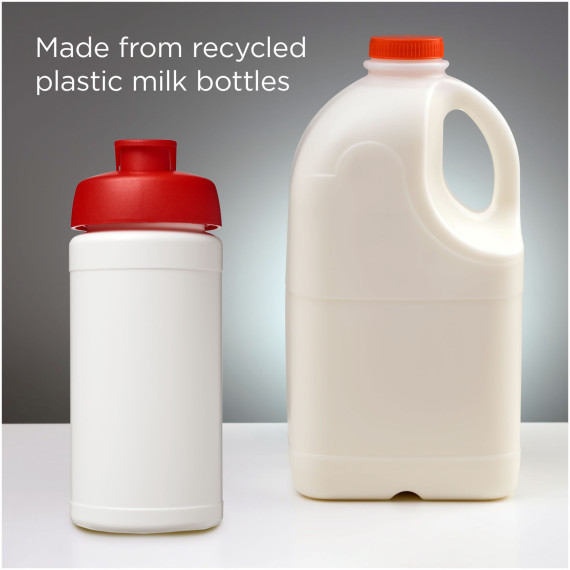 Bouteille publicitaire de sport Baseline de 500 ml recyclée avec couvercle rabattable fabriqué en Europe