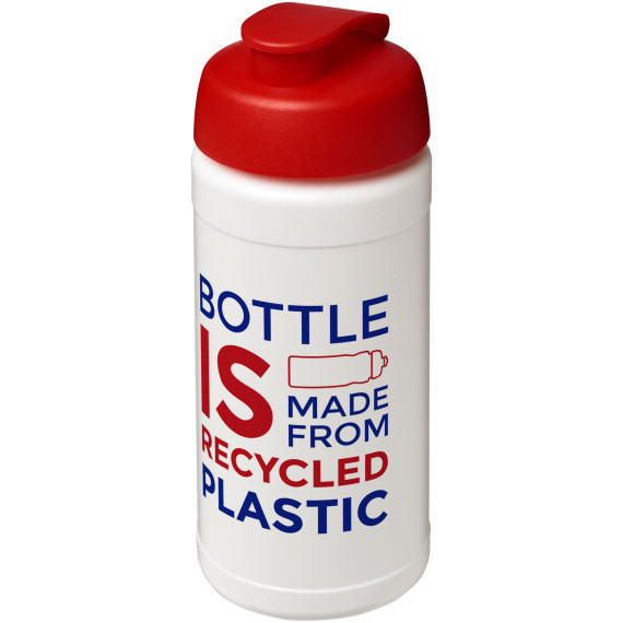 Bouteille publicitaire de sport Baseline de 500 ml recyclée avec couvercle rabattable fabriqué en Europe