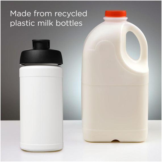 Bouteille publicitaire de sport Baseline de 500 ml recyclée avec couvercle rabattable fabriqué en Europe