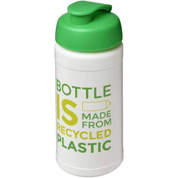 Bouteille publicitaire de sport Baseline de 500 ml recyclée avec couvercle rabattable fabriqué en Europe