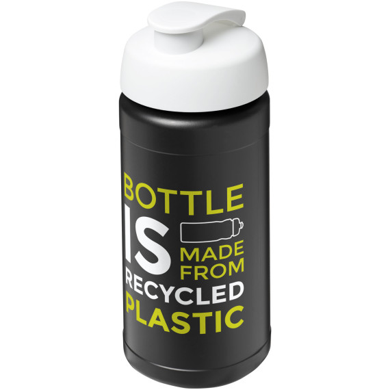 Bouteille publicitaire de sport Baseline de 500 ml recyclée avec couvercle rabattable fabriqué en Europe