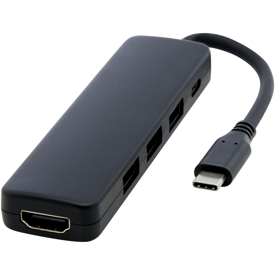 Adaptateur publicitaire multimédia en plastique recyclé Loop RCS USB 2.0-3.0 avec port HDMI