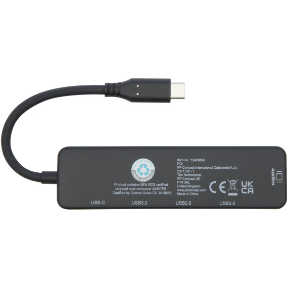 Adaptateur publicitaire multimédia en plastique recyclé Loop RCS USB 2.0-3.0 avec port HDMI