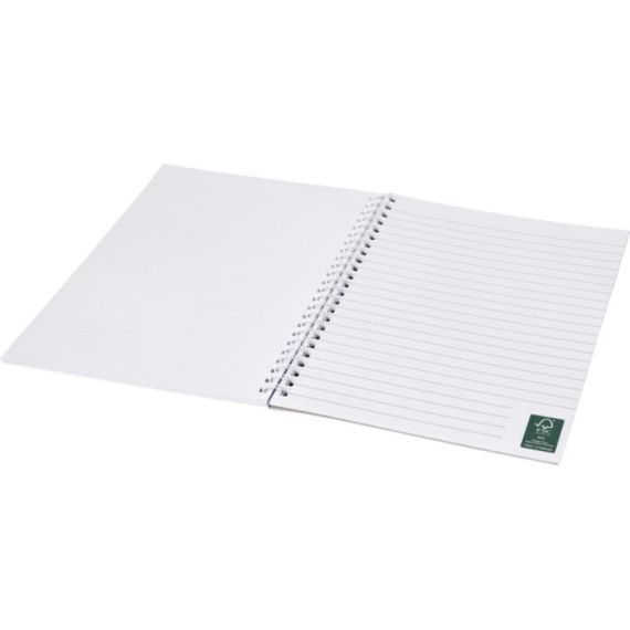 Carnet publicitaire de notes à spirales A4 Desk-Mate® avec couverture arrière imprimée fabriqué en Europe