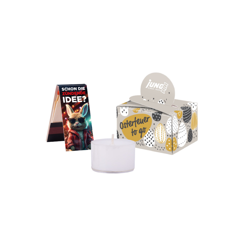 Coffret personnalisé avec mini feu de camp bougie et allumette