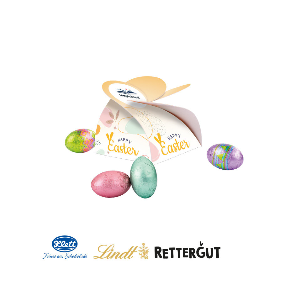 Petit coffret personnalisé avec œuf de pâques,Lindt, Rettergut ou Klett