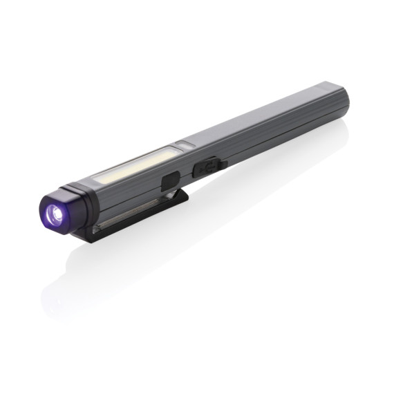 Lampe publicitaire stylo rechargeable par USB en plastique recyclé RCS Gear X