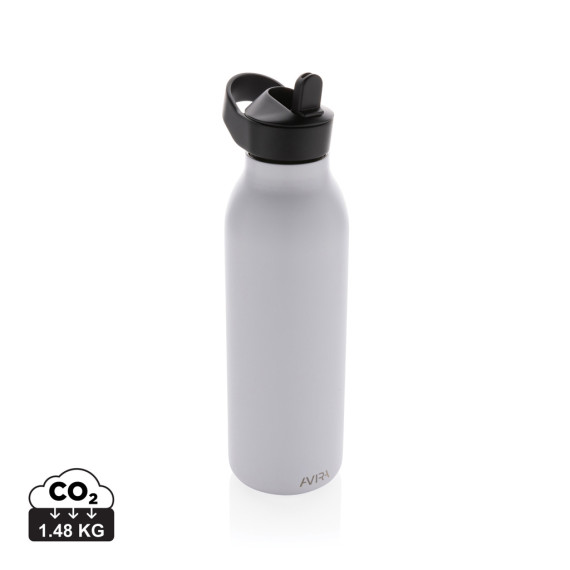 Bouteille publicitaire d'eau 500ml fliptop en acier inoxydable recyclé RCS Avira Ara