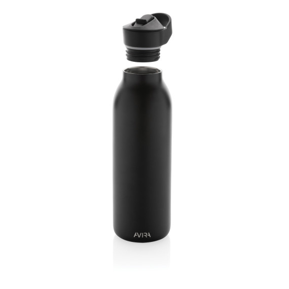 Bouteille publicitaire d'eau 500ml fliptop en acier inoxydable recyclé RCS Avira Ara