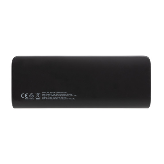 Powerbank publicitaire 20000mAh charge rapide, plastique recyclé RCS, Flashcharge