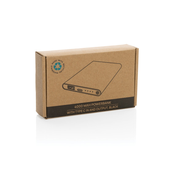 Powerbank publicitaire 4000mAh en plastique recyclé/aluminium RCS