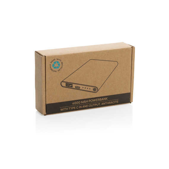 Powerbank publicitaire 4000mAh en plastique recyclé/aluminium RCS