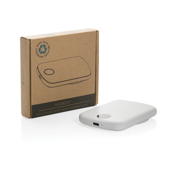 Powerbank publicitaire magnétique 5000mAh en plastique recyclé RCS MagBoost