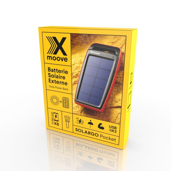 Batterie publicitaire externe solaire 15 000 mAh XMOOVE-POCKET15000