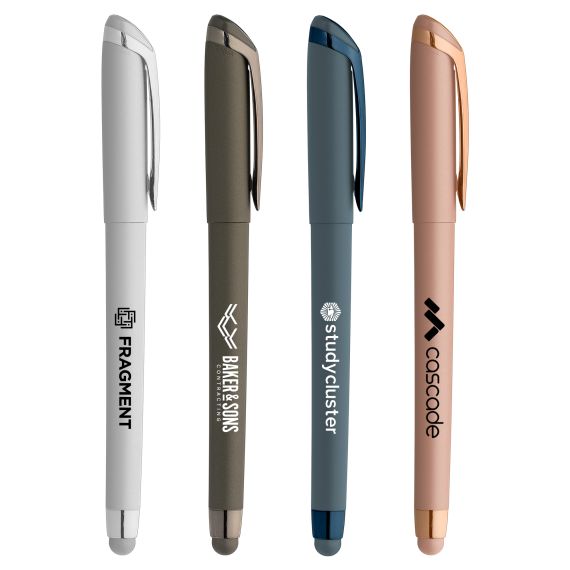 Stylo publicitaire Goldstar® Phoenix Softy avec stylet Gazelle Monochrome Métallique 