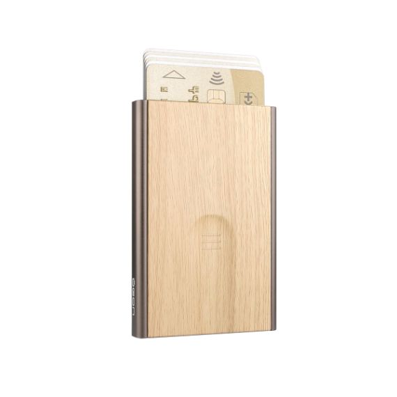 Porte cartes personnalisé RFID 1 à 6 cartes de crédit aspect bois OGON Slider