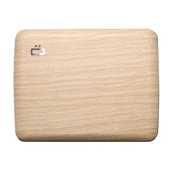 Porte cartes personnalisé RFID Aluminium imprimé aspect bois OGON Smart Case V2 grand modèle