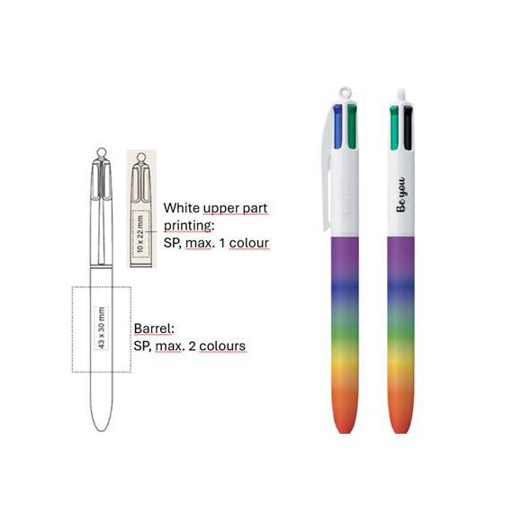 Stylo BIC 4 couleurs personnalisé arc en ciel Rainbow fabriqué en France