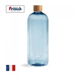 Bouteille personnalisée 100 % PET recyclé avec bouchon à vis en bois 1 litre Fabriquée en France