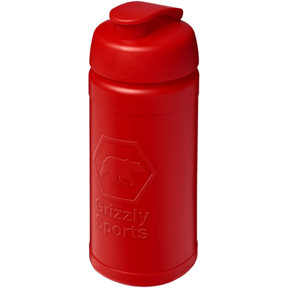 Bouteille publicitaire de sport Baseline Rise de 500 ml recyclée avec couvercle rabattable