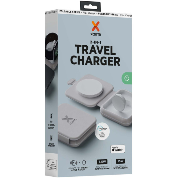 Chargeur publicitaire de voyage Xtorm XWF21 sans fil 2-en-1 pliable de 15 W