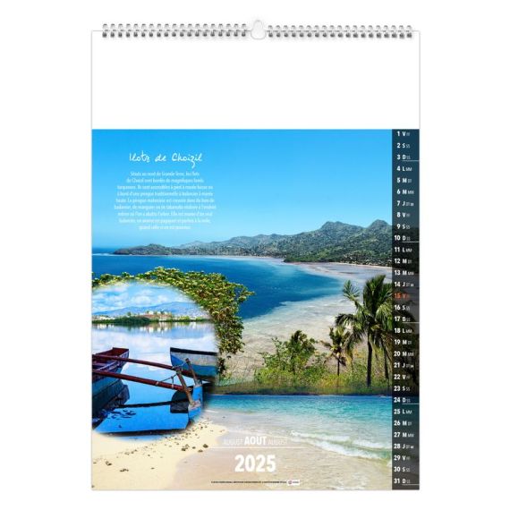 Calendrier publicitaire fabriqué en France13 feuillets l'île de la Réunion grand format