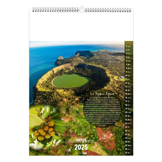 Calendrier publicitaire fabriqué en France13 feuillets l'île de la Réunion grand format