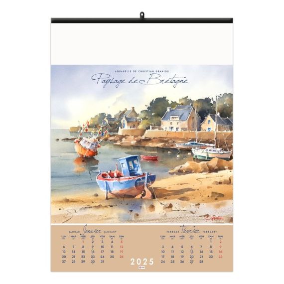 Calendrier publicitaire fabriqué en France 6 et 7 feuillets Villages Perchés grand format