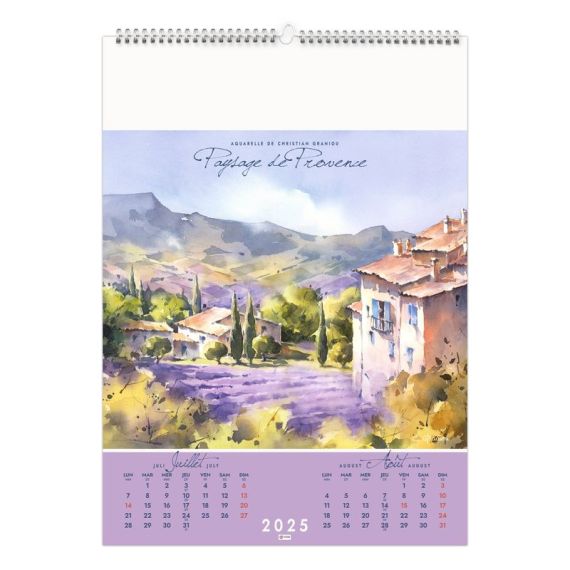 Calendrier publicitaire fabriqué en France 6 et 7 feuillets Villages Perchés grand format