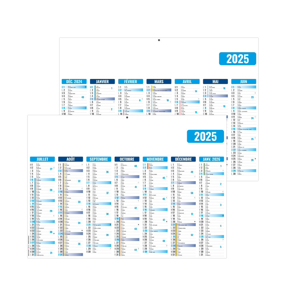 Calendrier économique publicitaire fabriqué en France bancaire Rigide